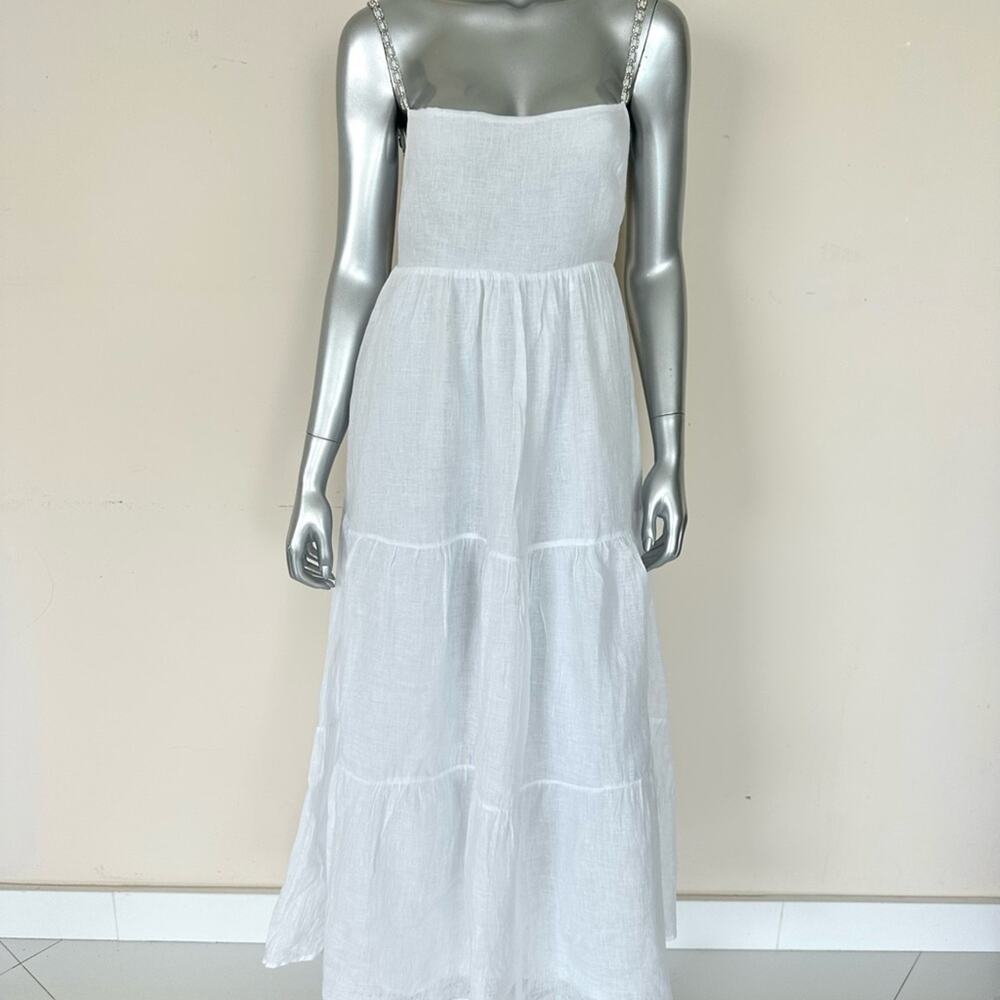RUMER linen dress size S established with crystals Retail 580$